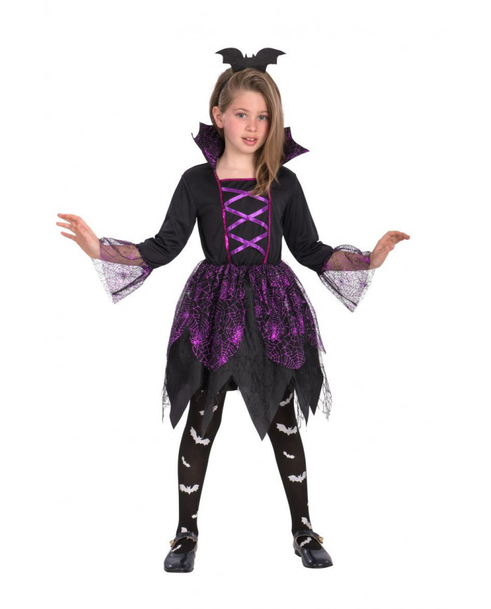 Witch costume for kid composed by stretch fabric dress with