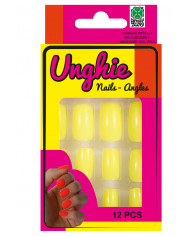 Yellow fluo adhesive nails for a flashy look, perfect for