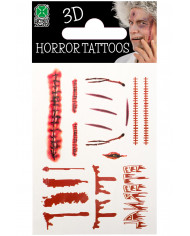 Temporary tattoos in the shape of bloody scars, an ideal horror
