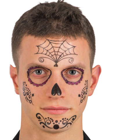 Temporary tattoos to turn your face into a Mexican skull, a