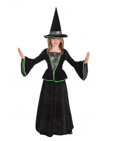 Witch costume for kid with velvet dress and hat, size V.