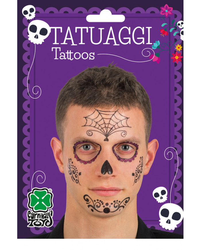 Temporary tattoos to turn your face into a Mexican skull, a