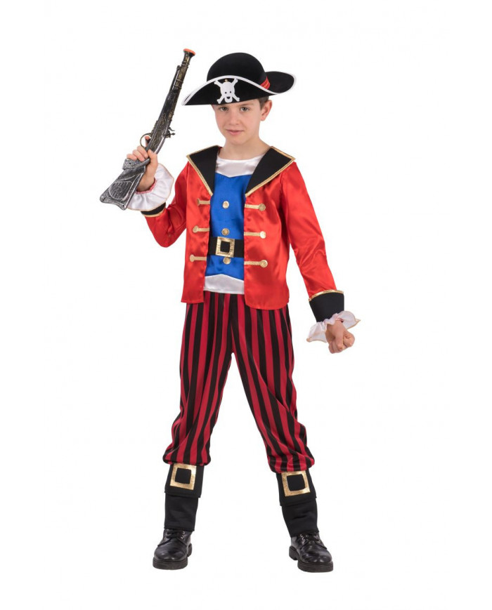 Corsair costume for kid with satin jacket and stretch trousers