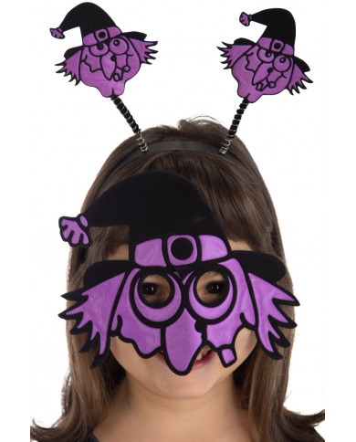 Set consisting of witch mask and headband in reflective fabric