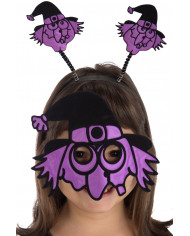 Set consisting of witch mask and headband in reflective fabric