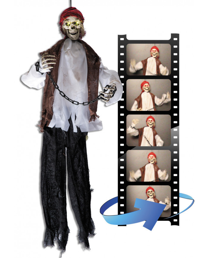 Moving Pirate Hanging Skeleton W/Chains 90Cm. Hight (Batt. Not
