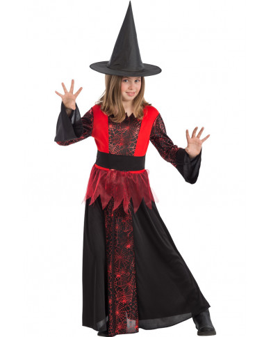 Witch costume for children composed of stretchy dress with