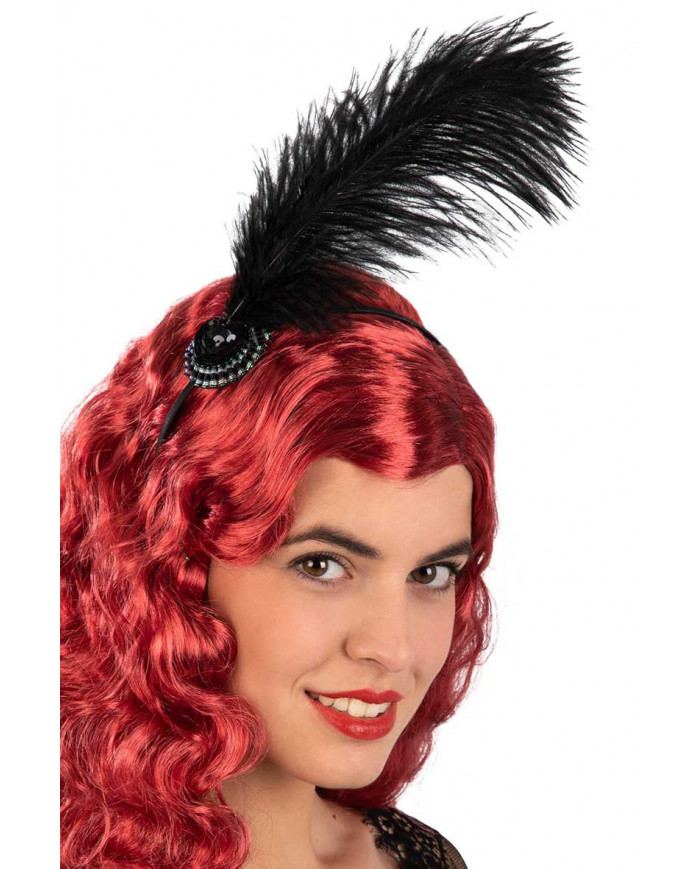 Charleston headband with black feather. Ideal for a 20s typical