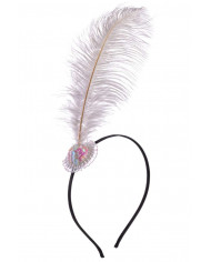 Charleston headband with white feather. Ideal for a 20s typical
