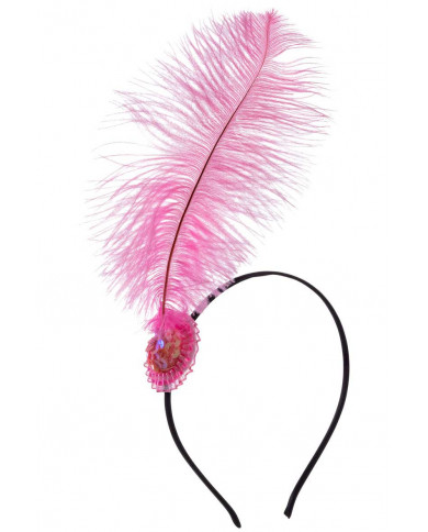 Charleston headband with pink feather. Ideal for a 20s typical