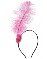 Charleston headband with pink feather. Ideal for a 20s typical