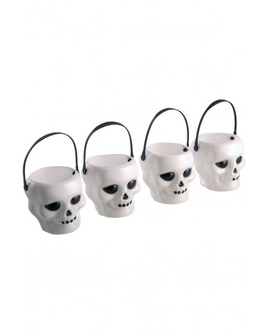 4 plastic skull baskets with handle, high cm.6, original gadget