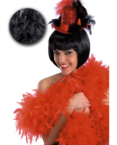 Black Extra Luxury Feathers Boa, L.Cm.180, Gr.80, In Pbh