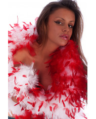 White/Red Extra Luxury Feathers Boa, L.Cm.180, Gr.80, In Pbh