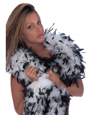 White/Black Extra Luxury Feathers Boa, L.Cm.180, Gr.80, In Pbh