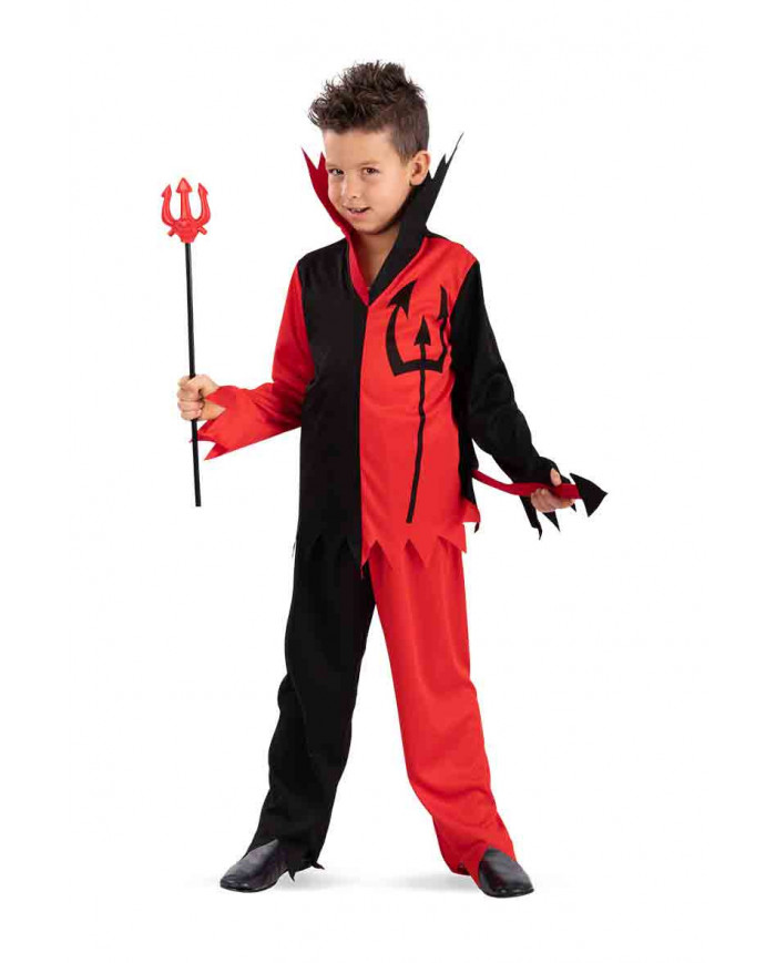 Devil costume for kid made up of shirt and trousers in stretch