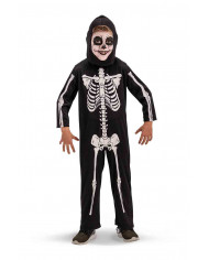 Skeleton costume for kid composed of jumpsuit in printed
