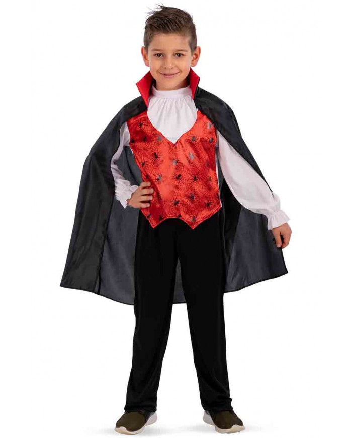 Dracula costume for kid made up of tunic, pants and cape in
