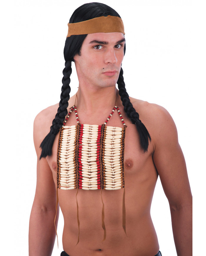 Elfenbeinfarbener Indianer-Brustschutz in Beutel auf Pappkarton