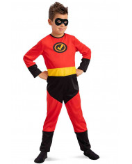 Superhero costume for kid with jumpsuit in stretch fabric .
