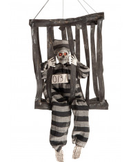 Prisoner Skeleton In Cage With Light And Sound Cm 77 (Batt Not Incl)