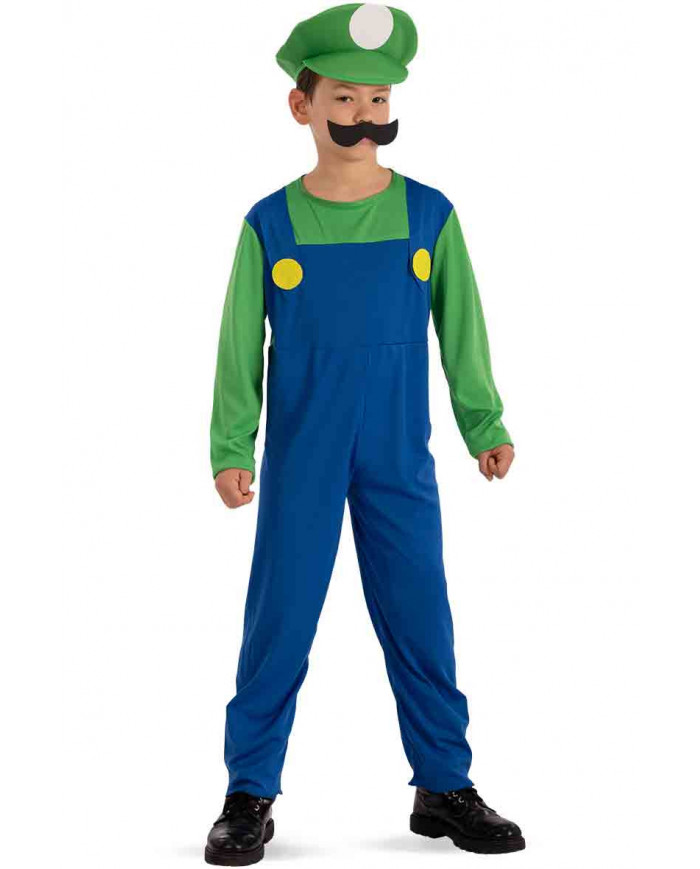 Mechanic costume for kid composed of stretch fabric suit with