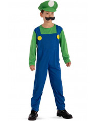 Mechanic costume for kid composed of stretch fabric suit with