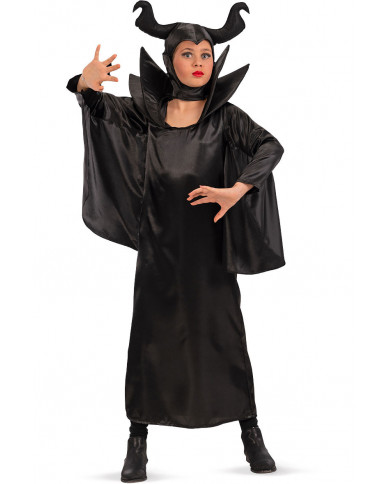 Maleficent costume for kid composed of satin dress and