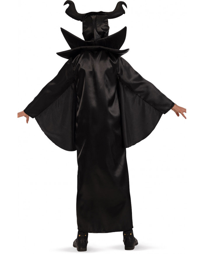 Maleficent costume for kid composed of satin dress and