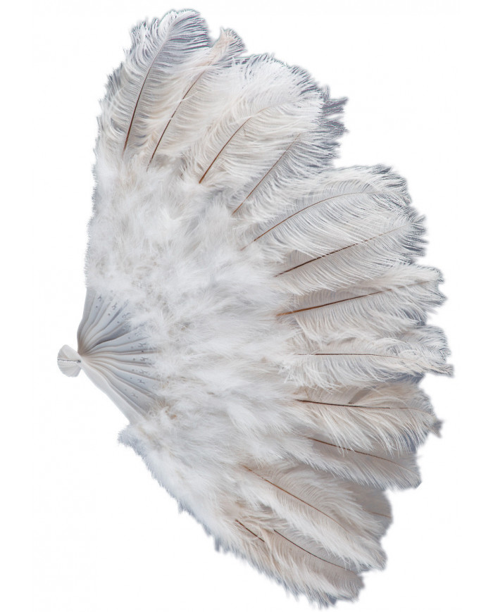 Extra luxuriÃ¶ser FÃ¤cher aus weiÃŸen StrauÃŸenfedern Durchm. ca. 90 cm
