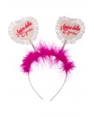 Headband with two antennas with two hearts on top with the