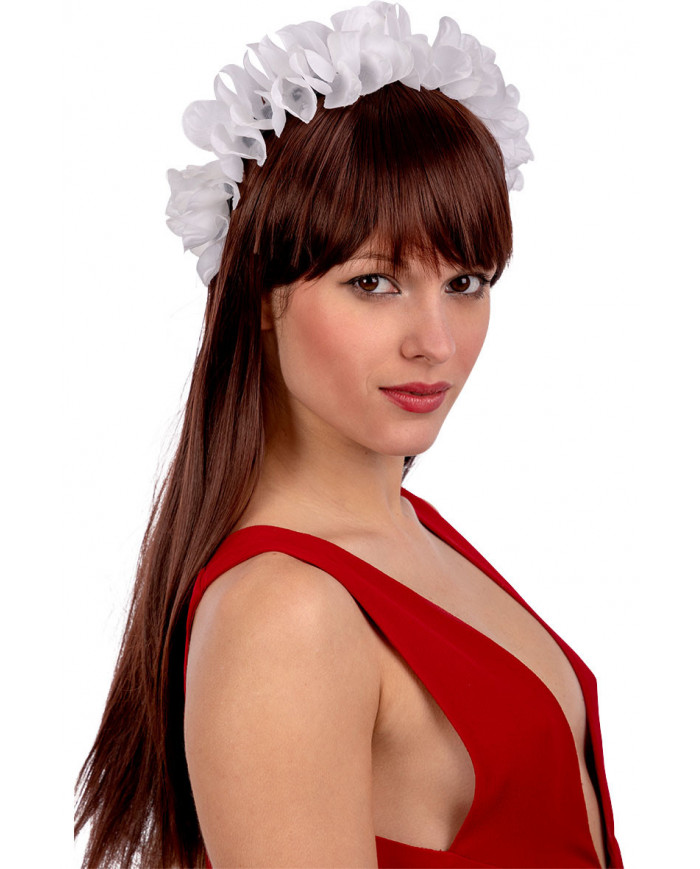 Headband with white flowers, which forms an elegant crown