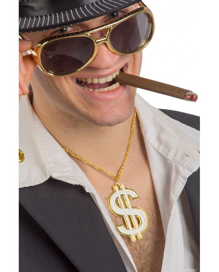 Golden necklace with a dollar-shaped pendant, whether you are a