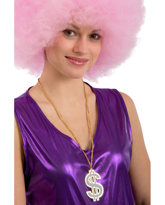 Golden necklace with a dollar-shaped pendant, whether you are a