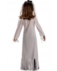 Corpse bride costume for kid with stretchy dress and headband.