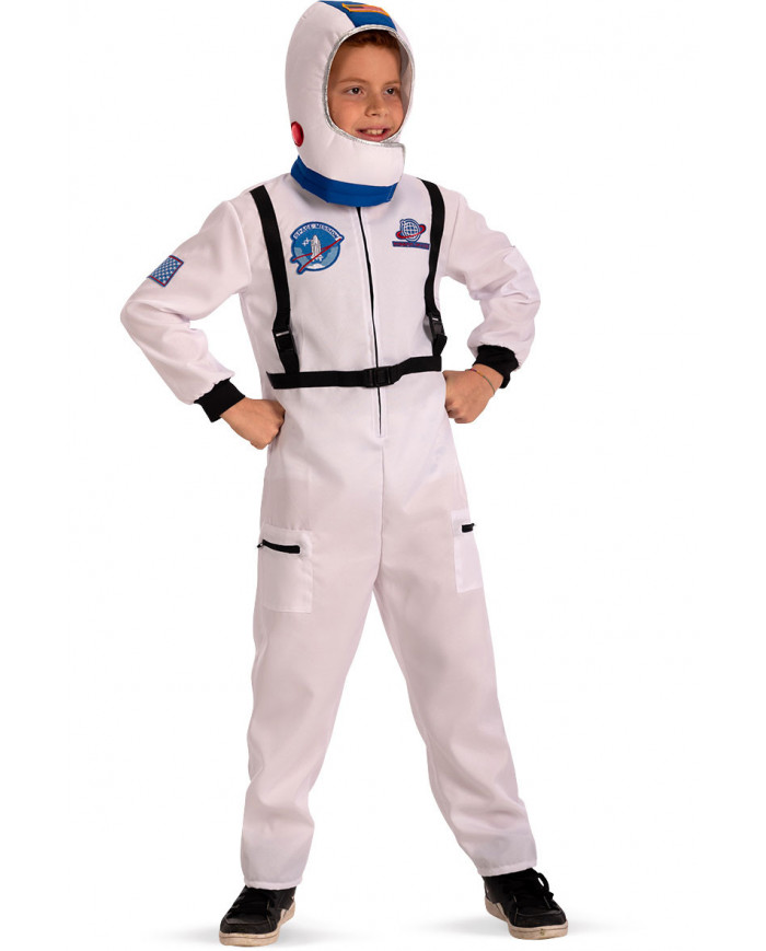 Astronaut costume for kid composed of fabric jumpsuit with