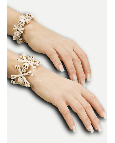 Braccialetti realizzati con ossa e teschi in plastica color