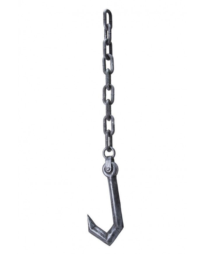 Catena con gancio, realizzata in plastica grigia effetto