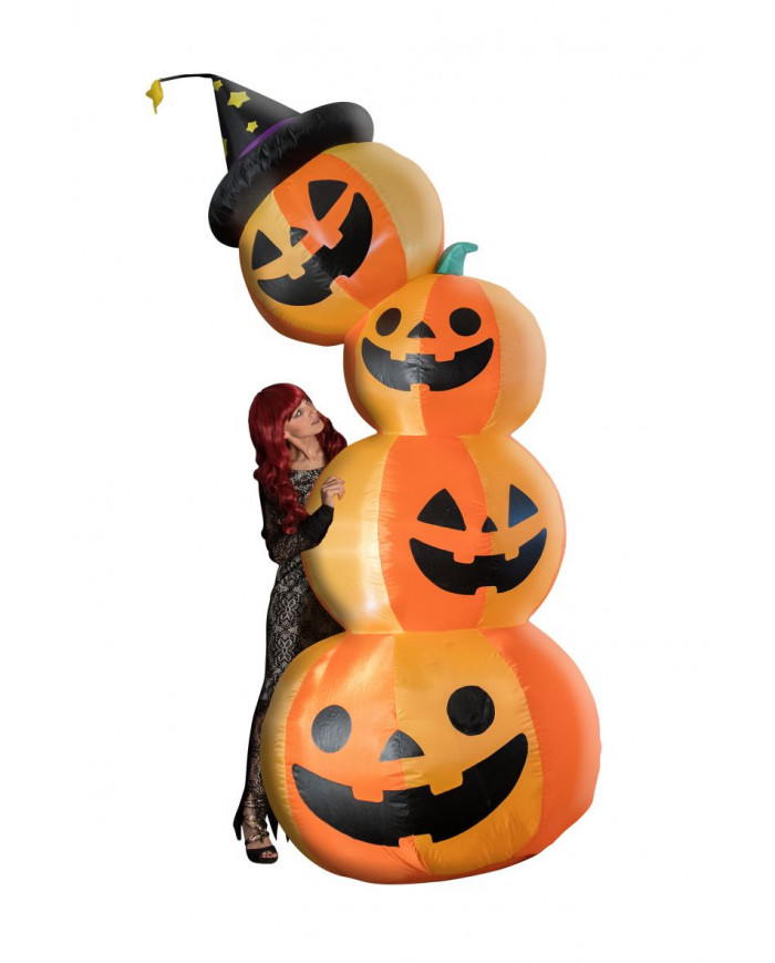 Inflatable vertical pumpkins with lights and tie rods, height