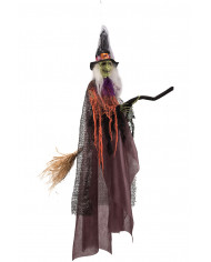 Hanging witch with broom, high cm.12. Decoration to set up