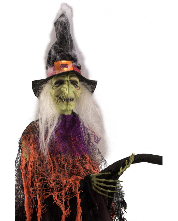 Hanging witch with broom, high cm.12. Decoration to set up