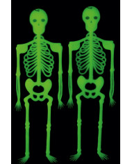 2 scheletrini d'appendere alti cm.33 ca. effetto fluorescente
