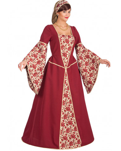 Abito storico in tela e broccato dotato di cerchio per la gonna