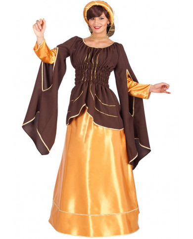 Arianna historical satin dress with hat, size M.