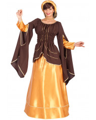 Arianna historical satin dress with hat, size M.