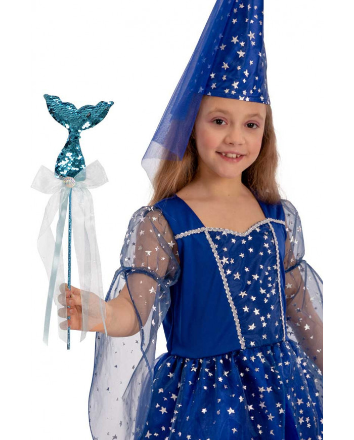 Wand with mermaid tail decorated with reversible sequins in
