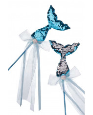 Wand with mermaid tail decorated with reversible sequins in