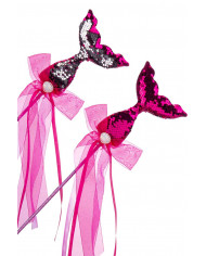 Wand with mermaid tail decorated with reversible sequins in
