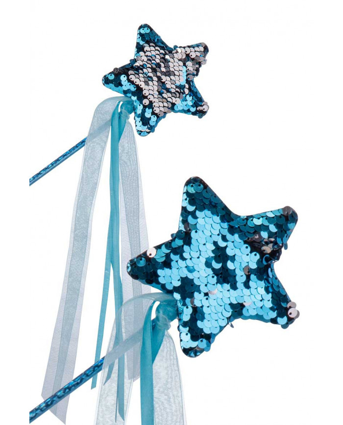 Fairy wand decorated with reversible sequins in assorted colors