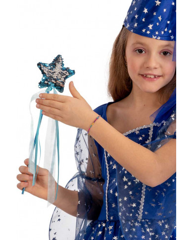 Fairy wand decorated with reversible sequins in assorted colors